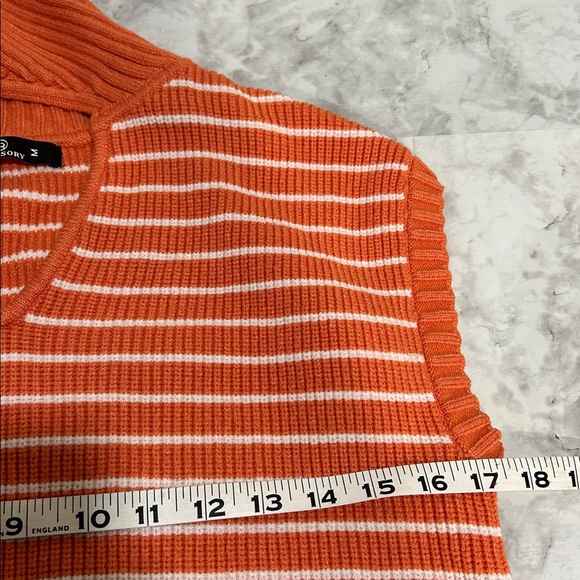 LILLUSORY WOMENS ORANGE WHITE STRIPED V NECK SWEATER VEST Sz MD - Picture 8 of 9